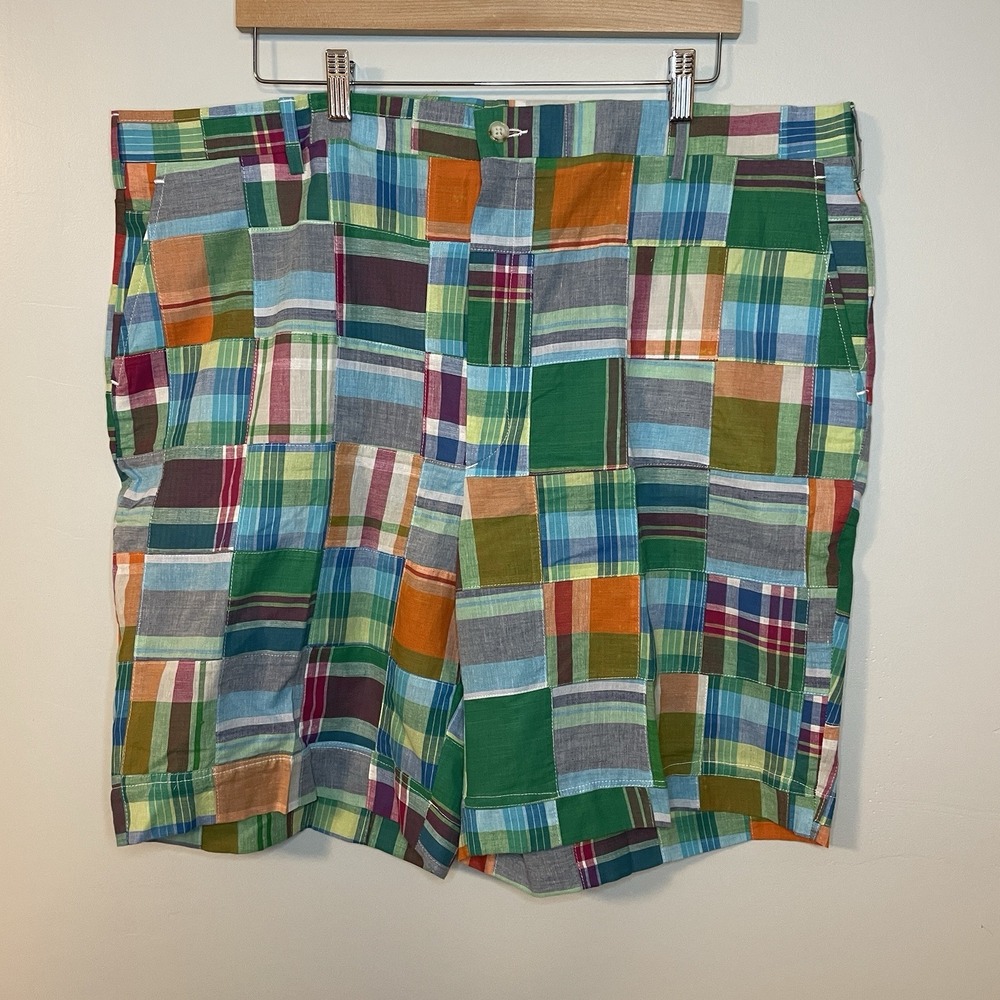 NWT Berle Men's Multicolor Plaid Madras‎ Patchwork Shorts Size 42 Vacation
